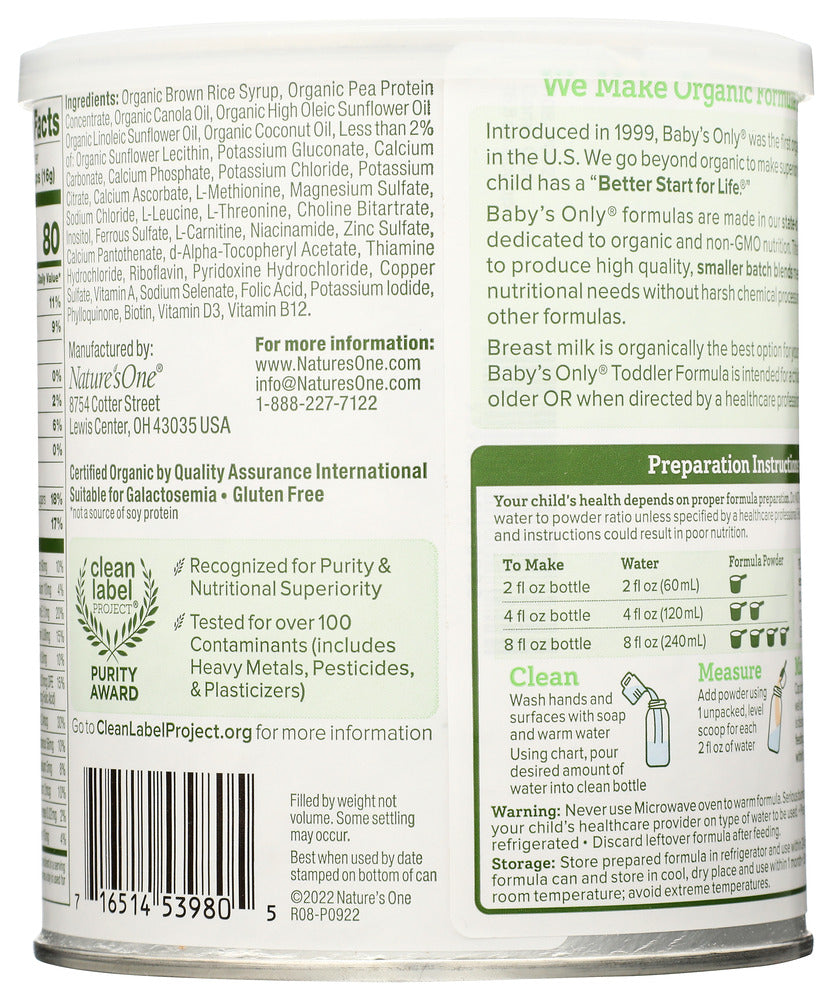 Babys Only Organic: Formula Baby Pea Protein, 12.7 Oz