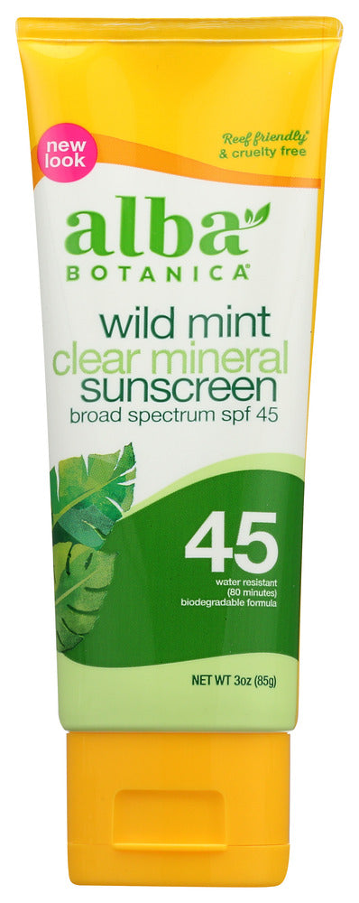 Alba Botanica: Sunscreen Spf45 Mineral Wild Mint Lotion, 3 Fo