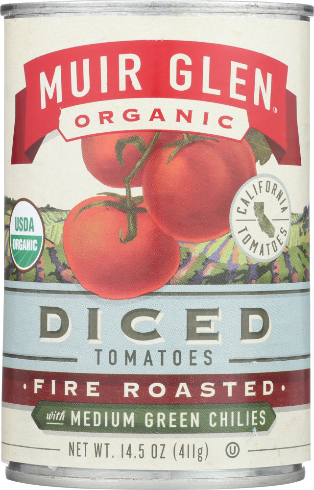 Muir Glen: Diced Fire Roasted Tomatoes With Green Chiles, 14.5 Oz