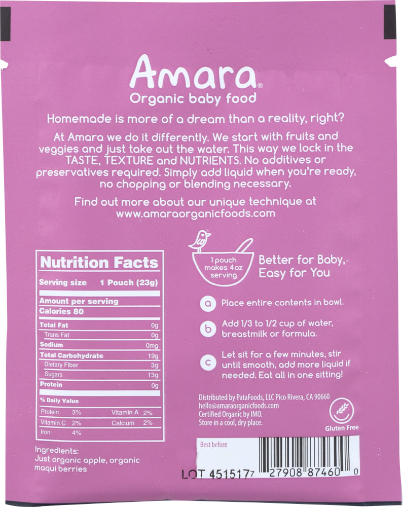 Amara: Applesauce With Maqui Berry Organic Baby Food, 1 Ea