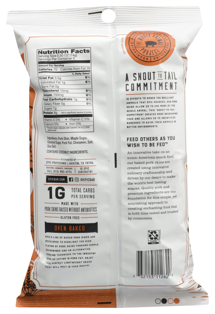 Epic: Pork Rind Baked Cinnamon, 2.5 Oz