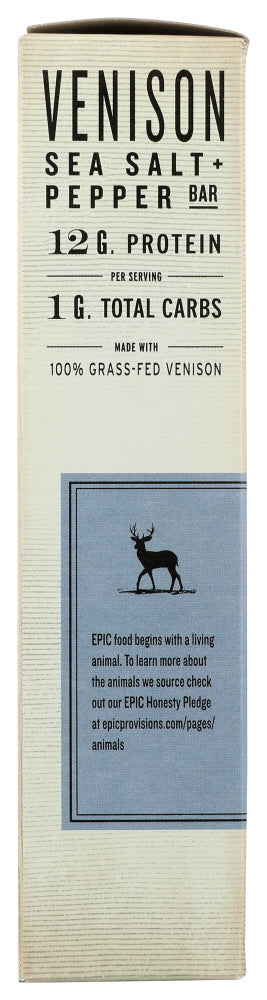 Epic: Venison Sea Salt Pepper Bars 4Pk, 5.2 Oz