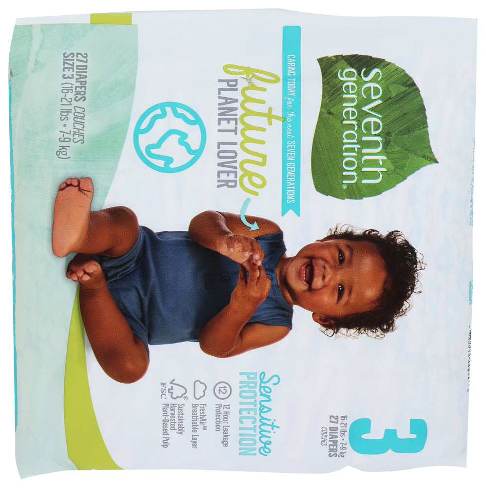 Seventh Generation: Diaper Small Stg 3, 27 Pc