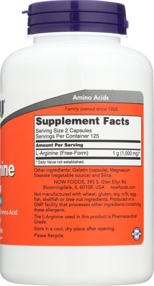 Now: Arginine 500Mg, 250 Cp