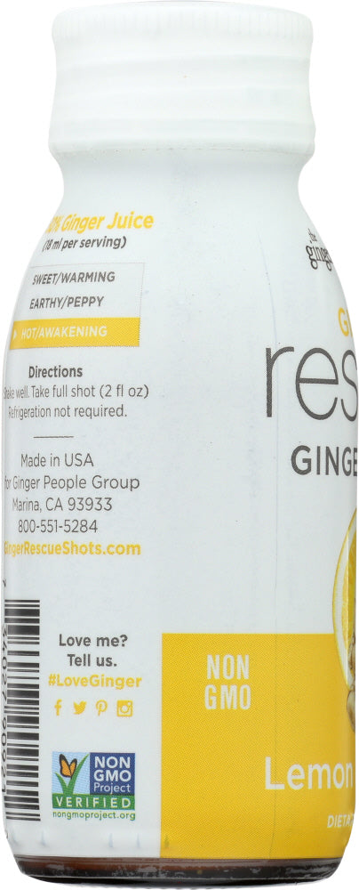 Ginger People: Rescue Ginger Shots Lemon & Cayenne, 2 Oz