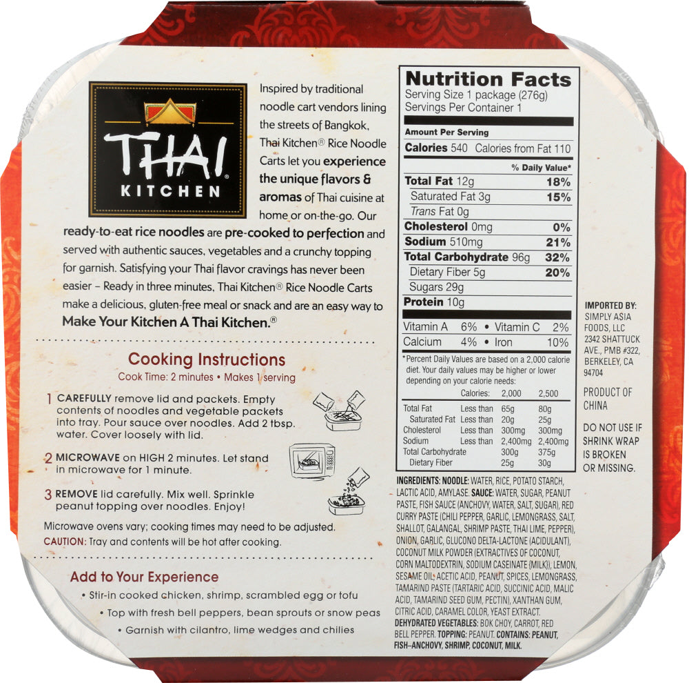 Thai Kitchen: Rice Noodle Cart Thai Peanut, 9.77 Oz