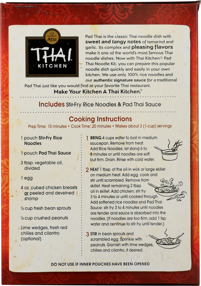 Thai Kitchen: Pad Thai Noodle Kit Stir-Fry Rice Noodles & Pad Thai Sauce, 9 Oz