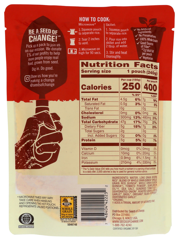 Seeds Of Change: Quinoa Rice Brn Sund Tom, 8.5 Oz