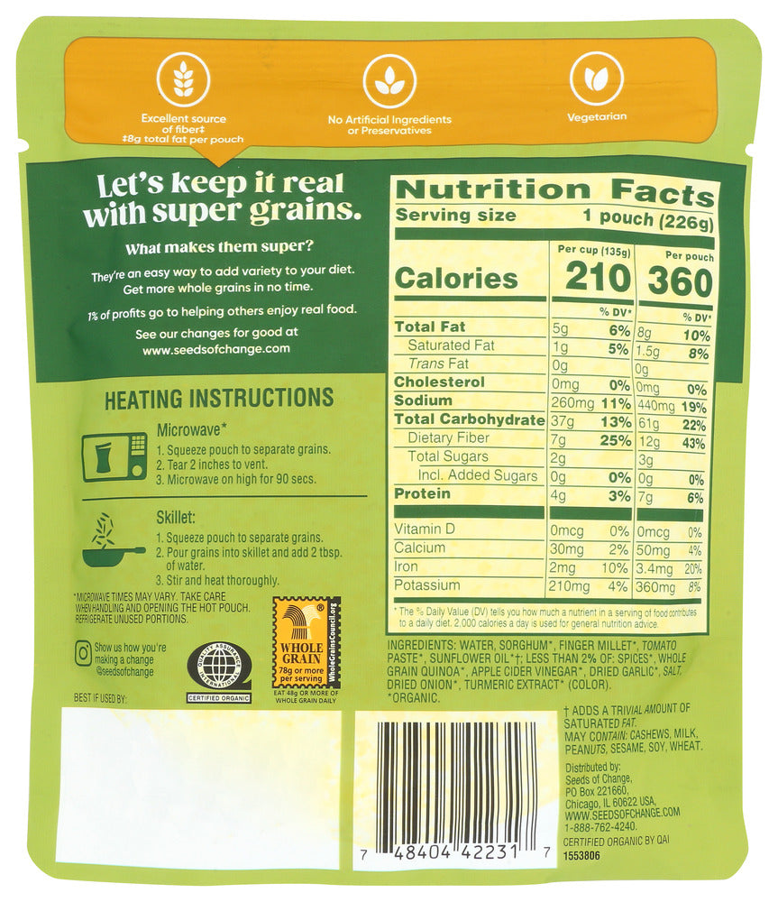 Seeds Of Change: Organic Super Grains Indian Style, 8 Oz