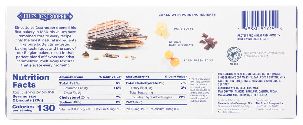 Jules Destrooper: Crisps Bttr Choc Dppd, 3.5 Oz