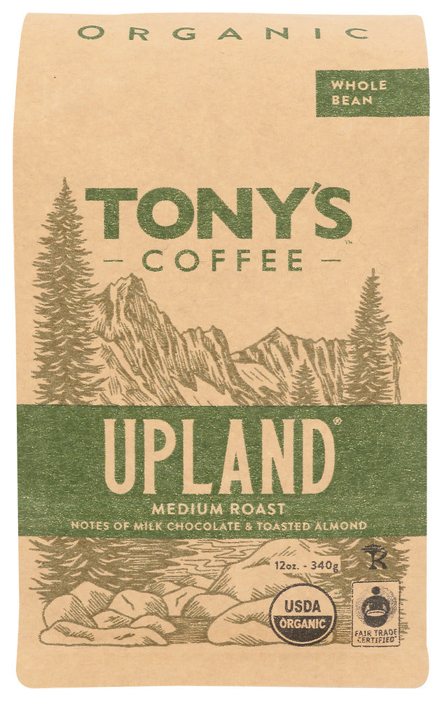 Tonys Coffee: Upland Medium Roast Whole Bean Coffee, 12 Oz