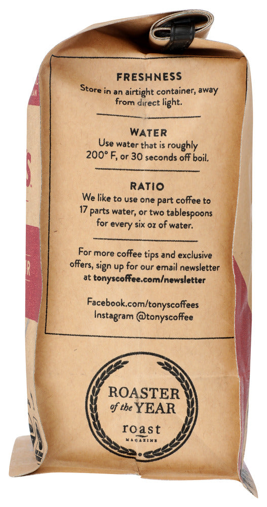 Tonys Coffee: Espresso Noir Dark Roast Whole Bean Coffee, 12 Oz