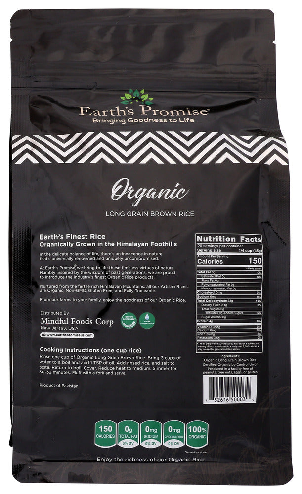 Earth's Promise: Organic Long Grain Brown Rice, 2 Lb