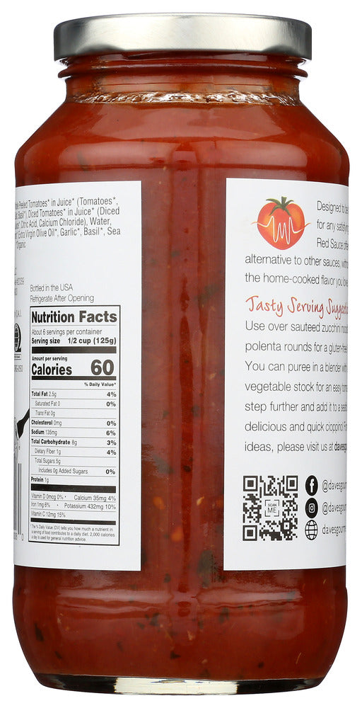 Daves Gourmet: Simply Red Sauce, 25.5 Oz