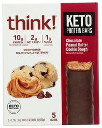 Think: Chocolate Peanut Butter Cookie Dough Keto Protein Bar 5 Pieces, 6 Oz