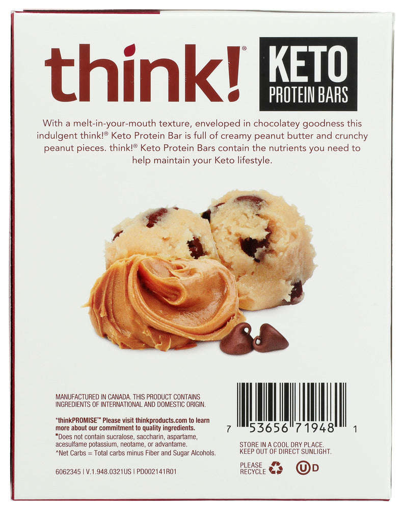 Think: Chocolate Peanut Butter Cookie Dough Keto Protein Bar 5 Pieces, 6 Oz