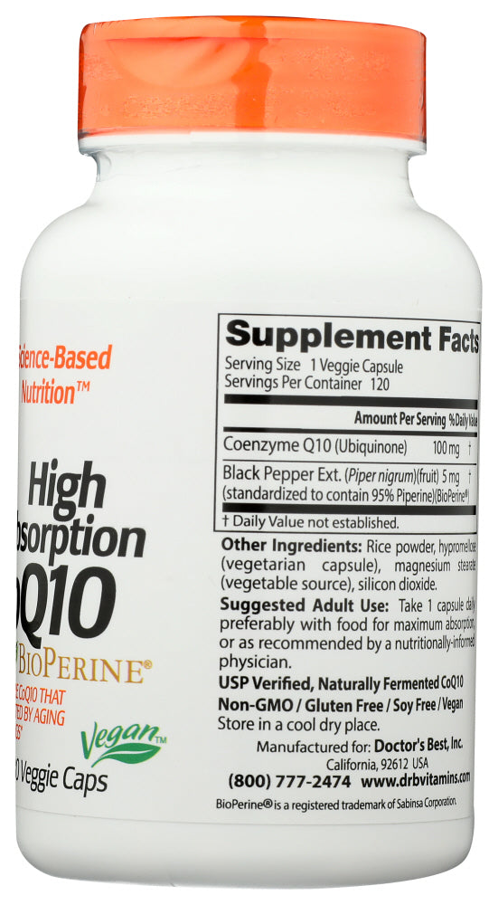 Doctors Best: Hi Absorption Coq10 With Bioperine 100Mg, 120 Vc