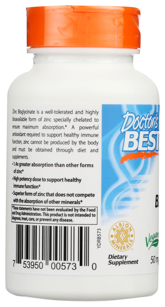 Doctors Best: High Absorption Zinc Bisglycinate 50Mg, 90 Vc