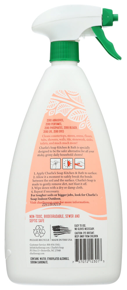 Charlies Soap: Kitchen And Bath Household Cleaner, 32 Oz