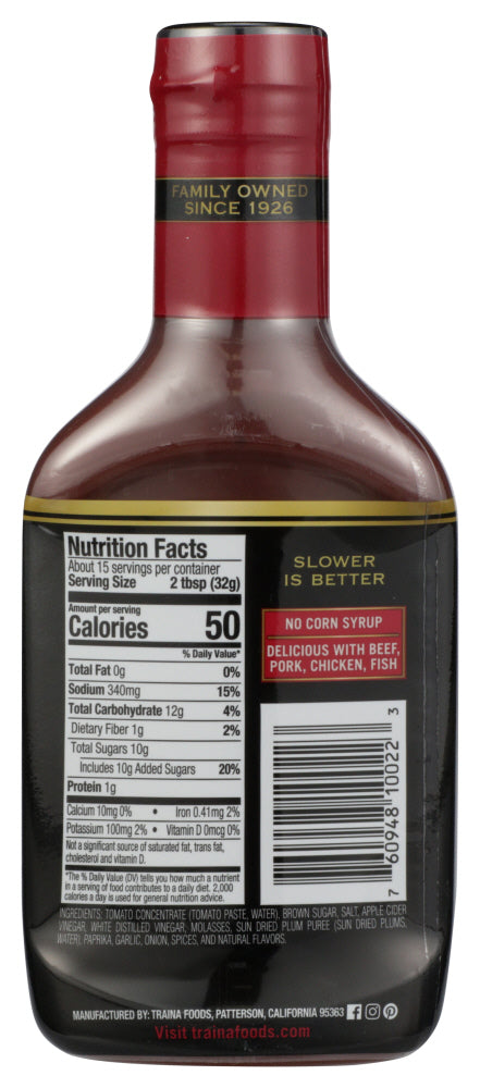 Traina: Sauce Bbq Sun Dried Plum, 17 Oz