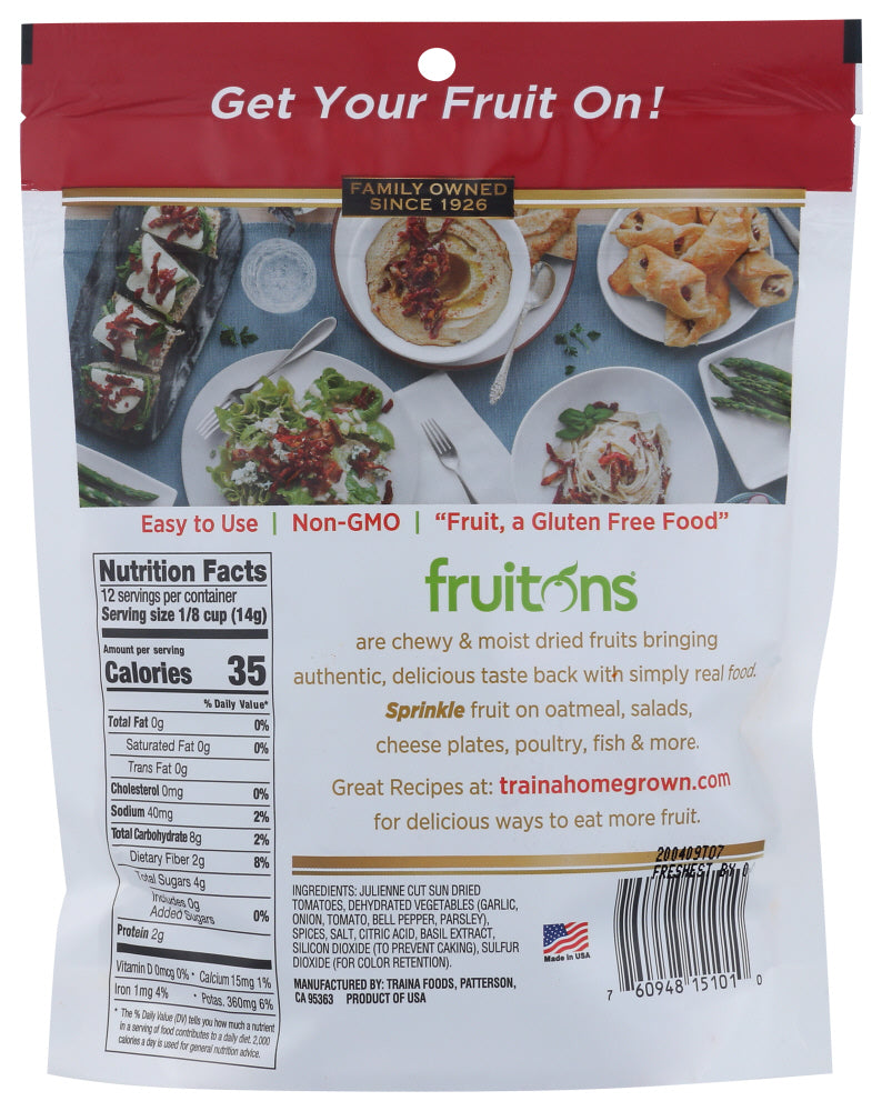 Traina: Fruitons Seasoned Sun Dried Tomatoes, 6 Oz