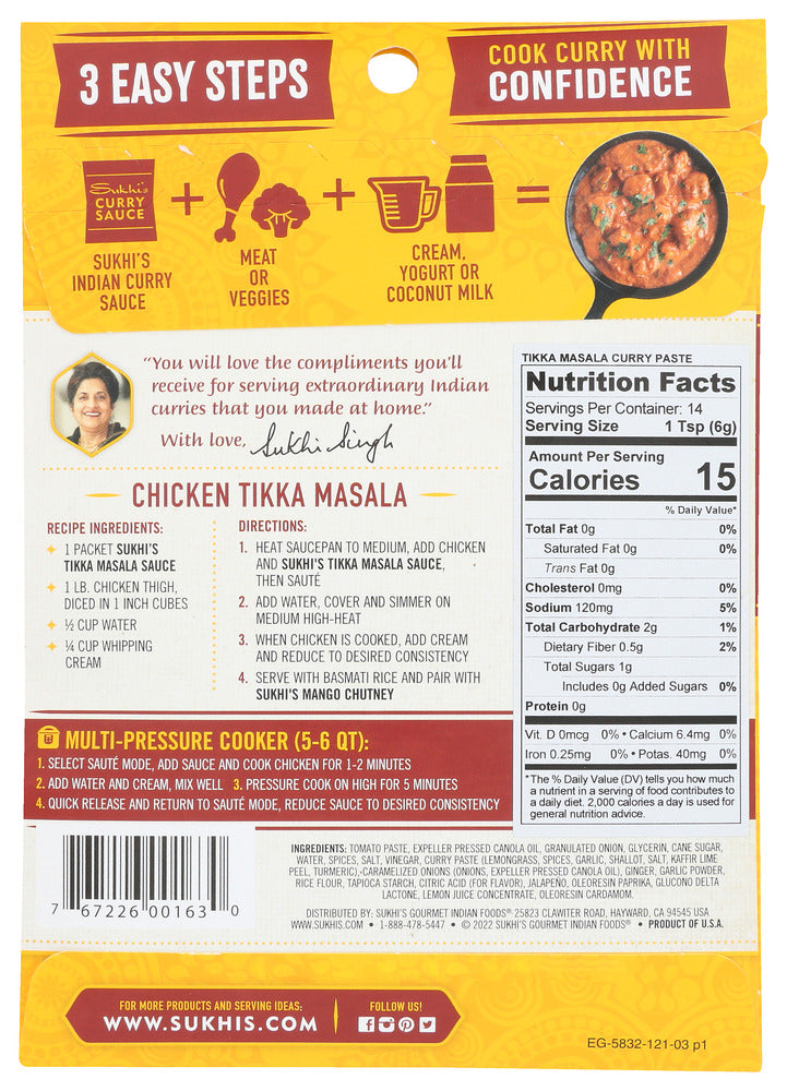 Sukhis: Tikka Masala Indian Curry Sauce, 3 Oz