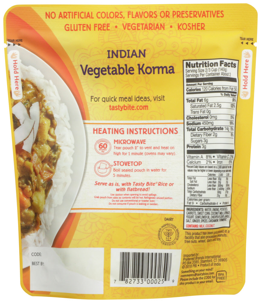 Tasty Bite: Vegetable Korma Entree, 10 Oz