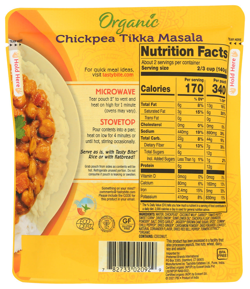 Tasty Bite: Chickpea Tikka Masala, 10 Oz