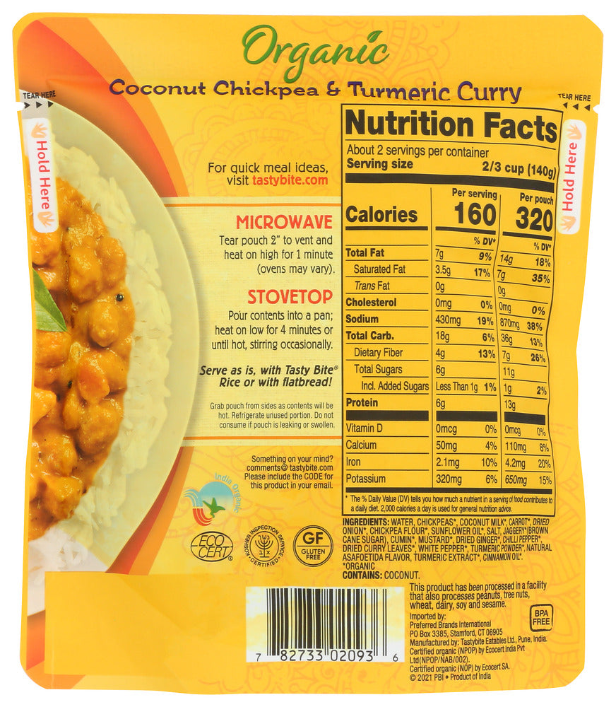 Tasty Bite: Curry Turmeric Chickpea, 10 Oz