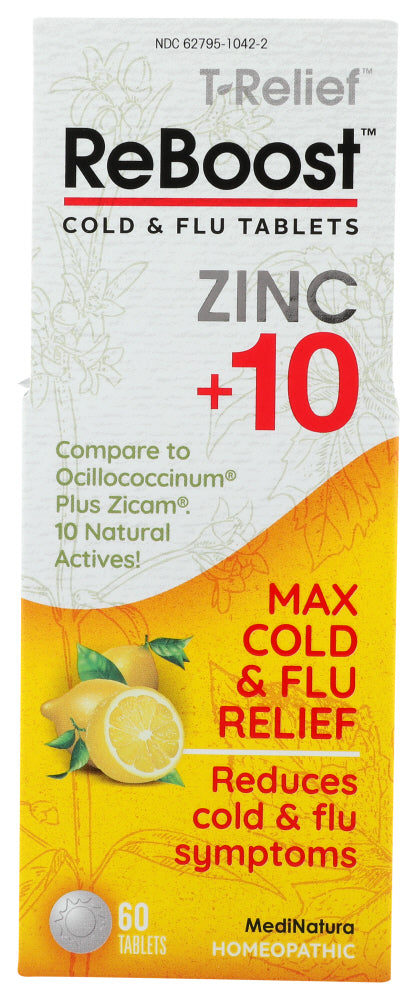 Medinatura: Reboost Cold And Flu Tablets Zinc Plus 10 Lemon, 60 Tb