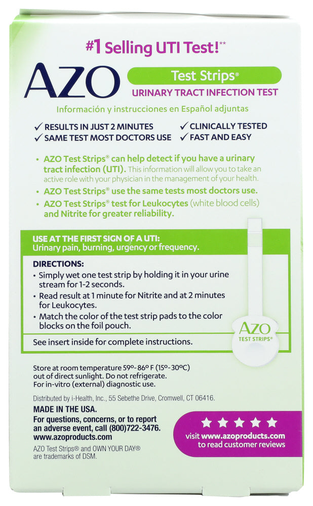 Azo: Urinary Infection Test Strips, 3 Pc