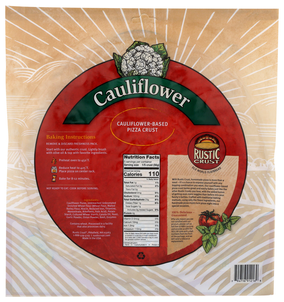 Rustic Crust: Pizza Crust Caulflwr 12In, 9 Oz