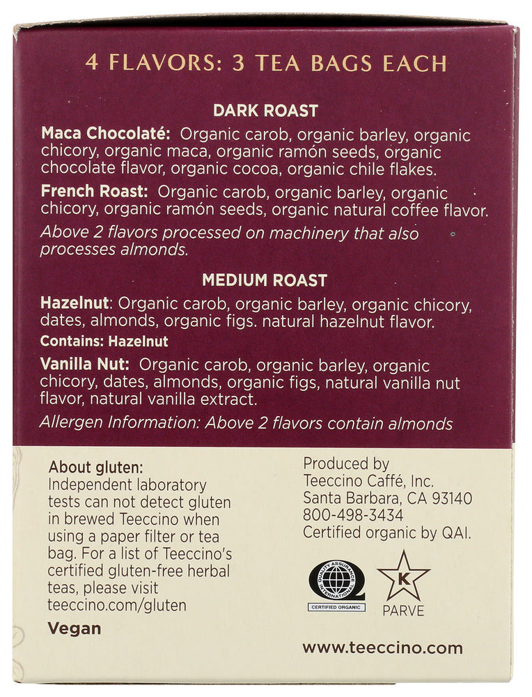 Teeccino: Roasted Herbal Tea Sampler, 12 Bg