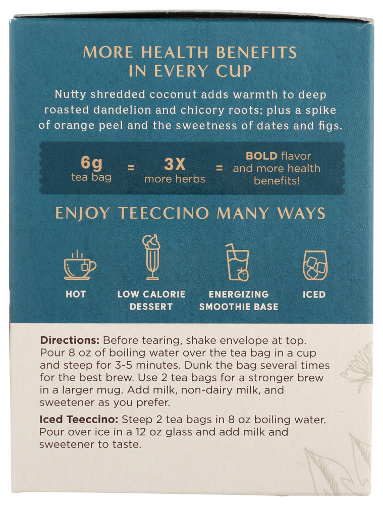 Teeccino: Tea Dandelion Coconut, 10 Ct