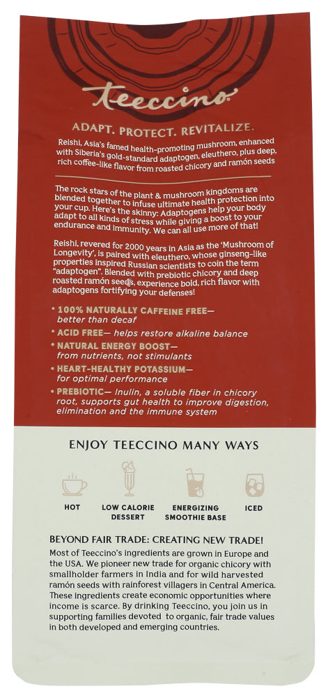 Teeccino: Coffee Reishi Eleuthero Mushroom, 10 Oz