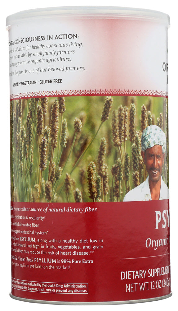 Organic India: Psyllium Organic Whole Husk Fiber, 12 Oz