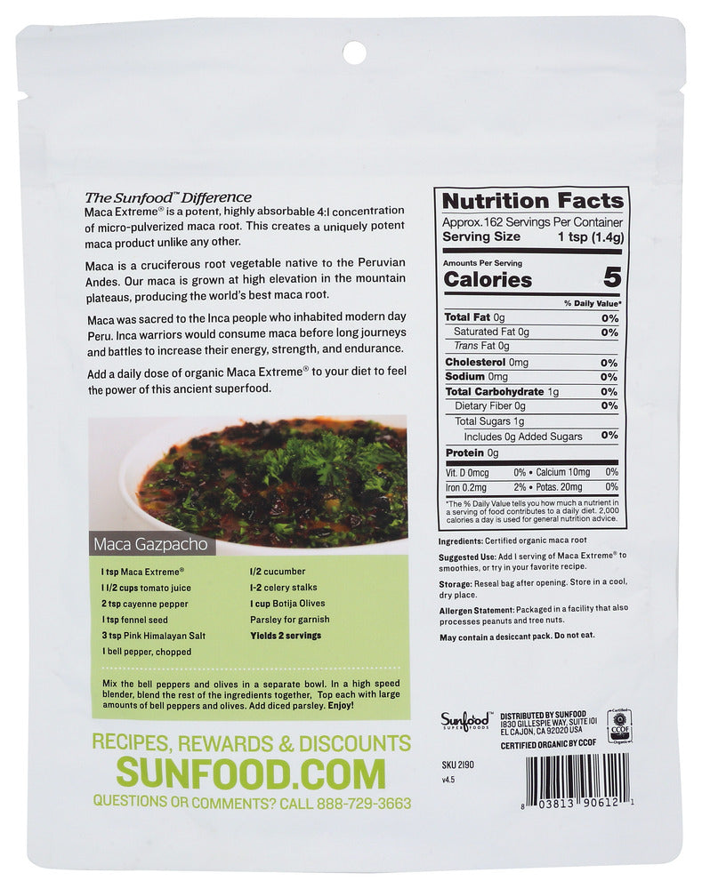 Sunfood Superfoods: Maca Powder Extreme, 8 Oz