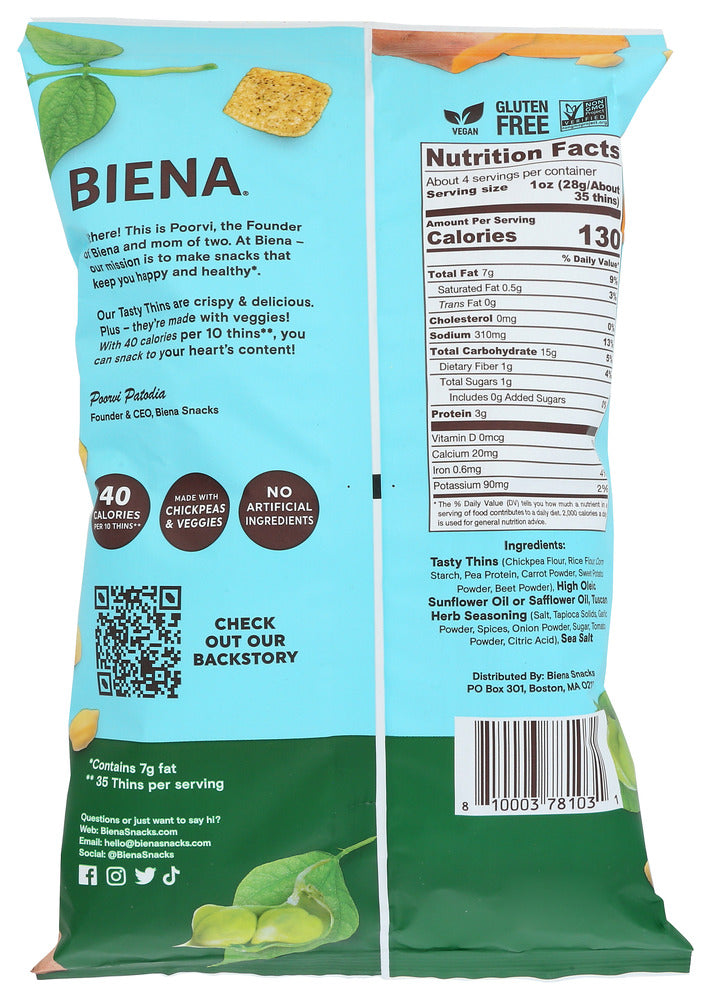 Biena: Crisps Tasty Thins Tus Hb, 4 Oz