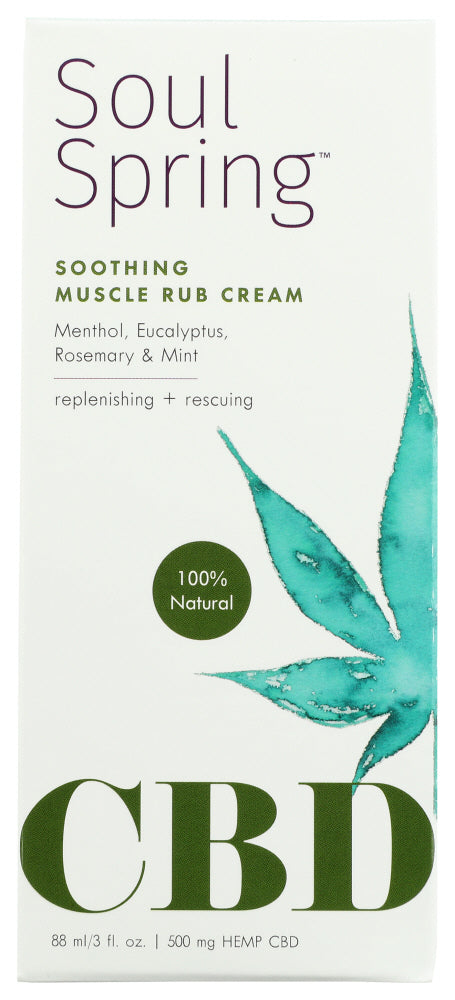 Soulspring: Muscle Rub Cream Cbd 500Mg, 3 Oz