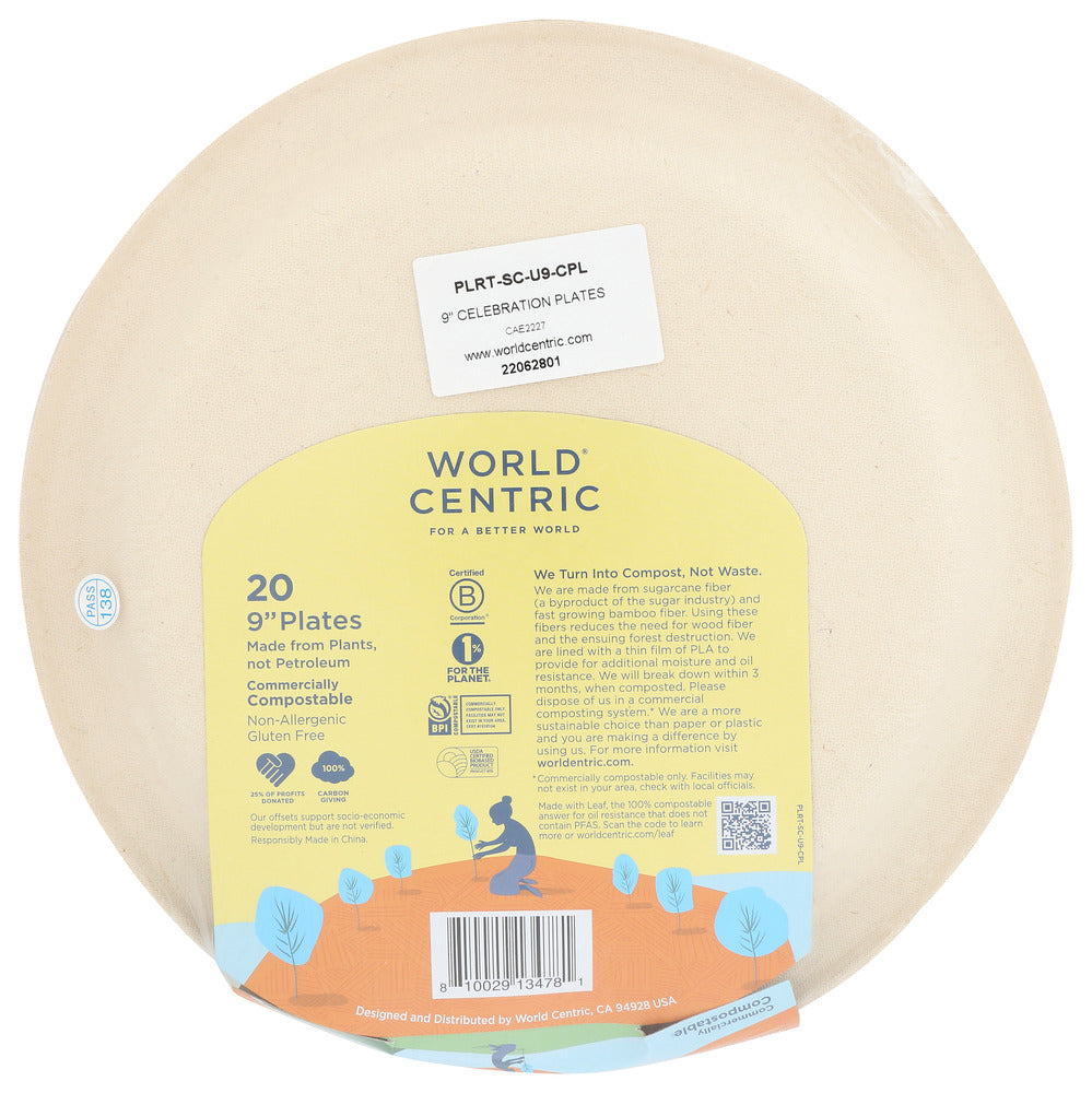 World Centric: Compostable Celebration Plate 9 Inches, 20 Pc