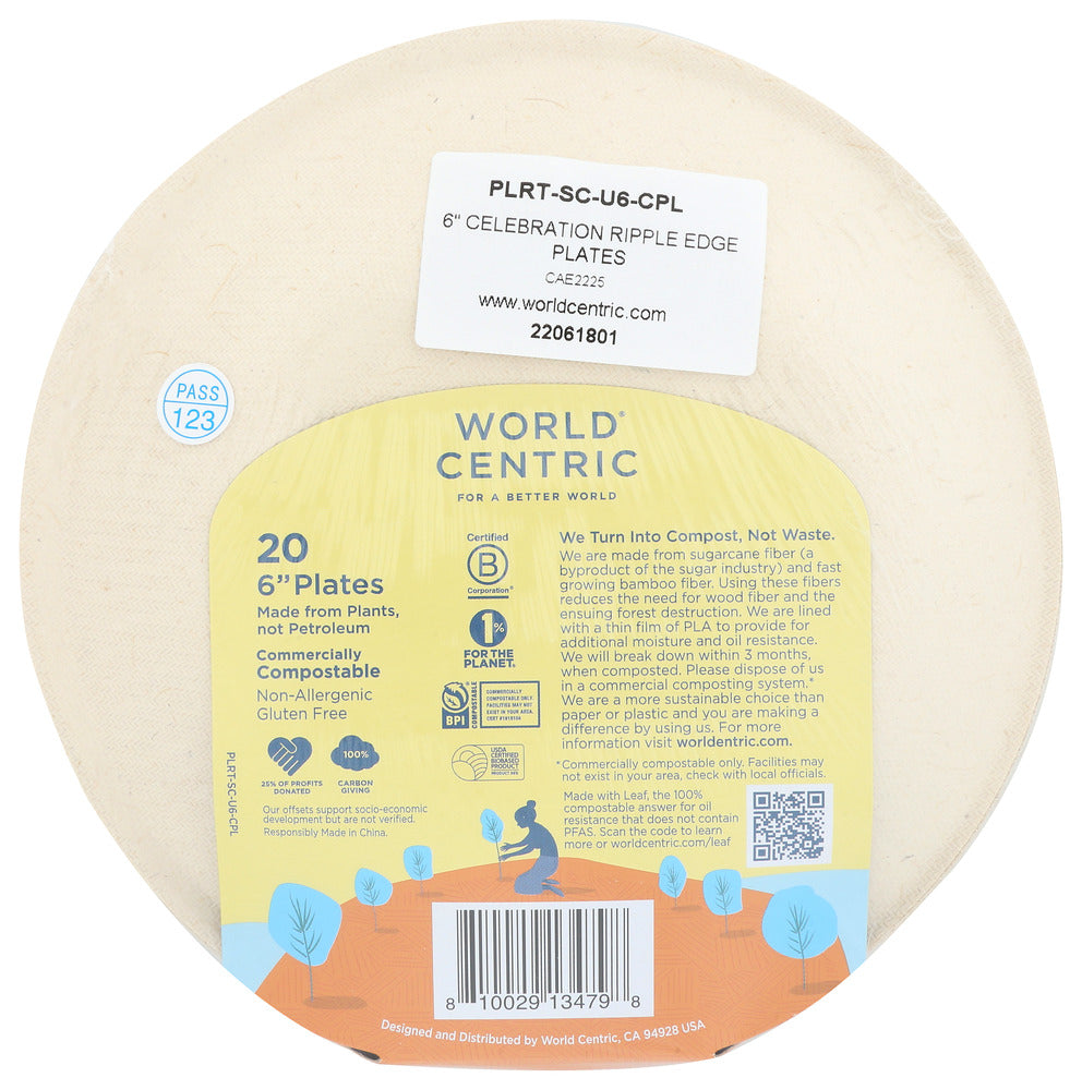 World Centric: Compostable Celebration Plate 6 Inches, 20 Pc