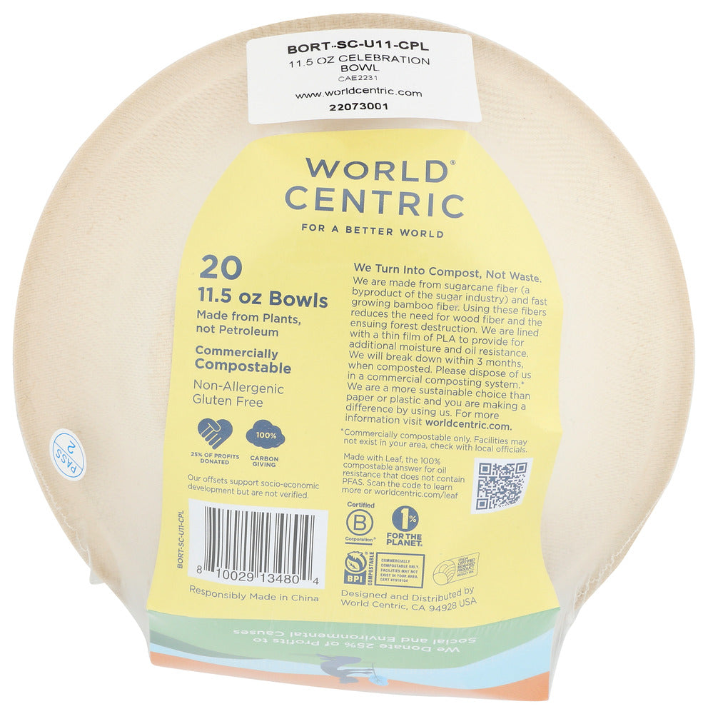 World Centric: Compostable Celebration Bowl, 20 Pc