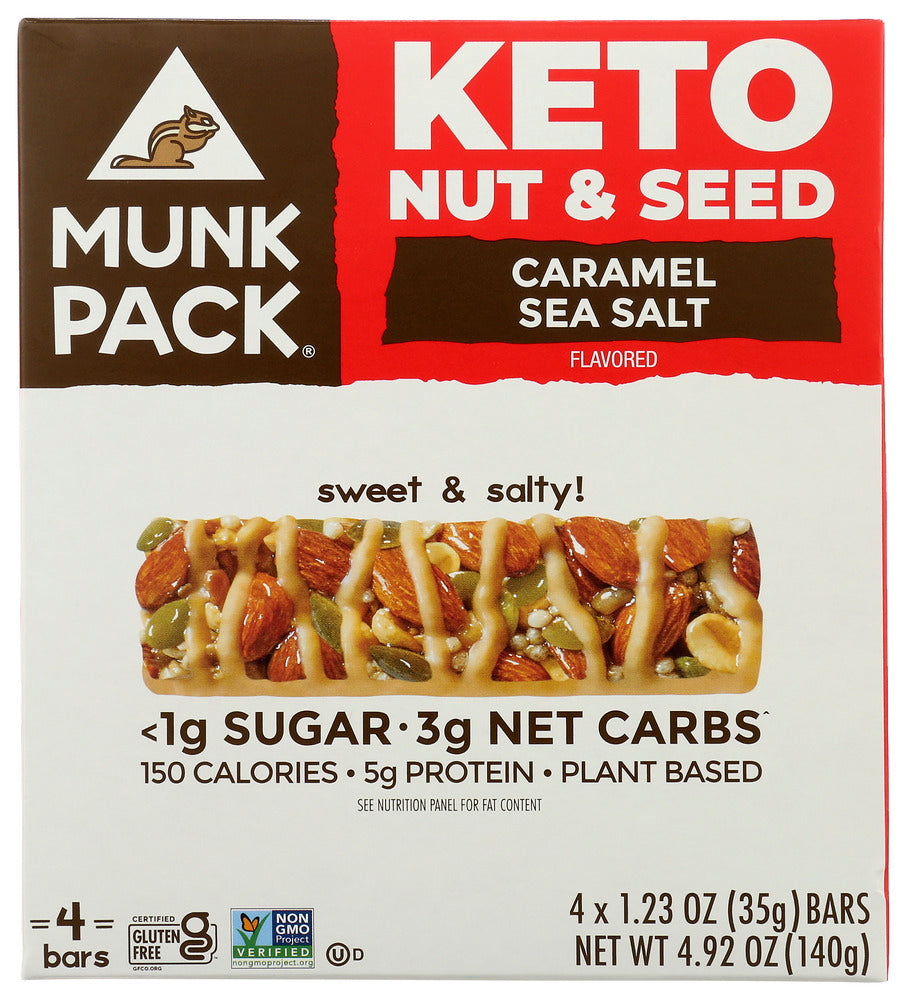 Munk Pack: Bar Caramel Sea Salt 4 Bars, 4.92 Oz