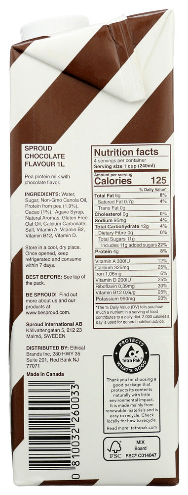 Sproud: Milk Pea Chocolate, 33.8 Fo