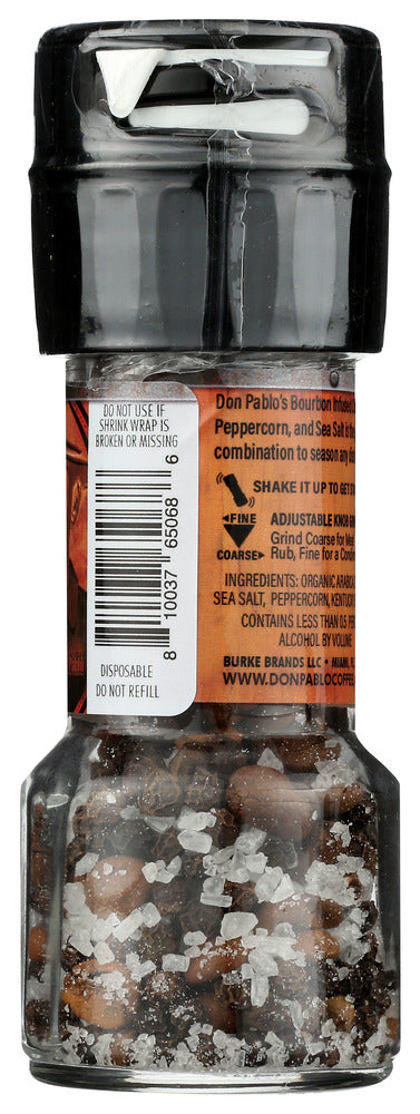 Don Pablo Organic Coffee: Bourbon Coffee Peppercorn Sea Salt Grinder, 1.3 Oz