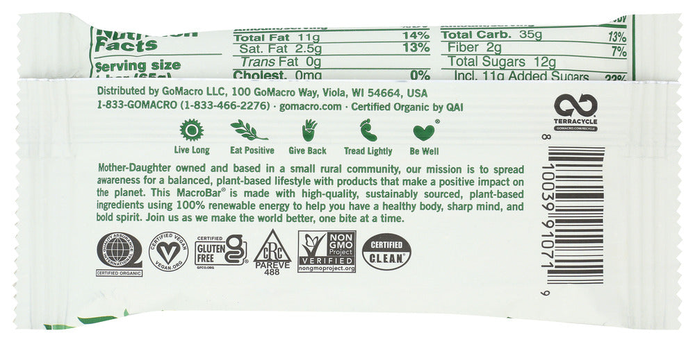 Gomacro: Mint Chocolate Chip Bar, 2.3 Oz