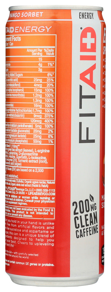 Lifeaid Beverage: Fitaid Energy Mango, 12 Fo