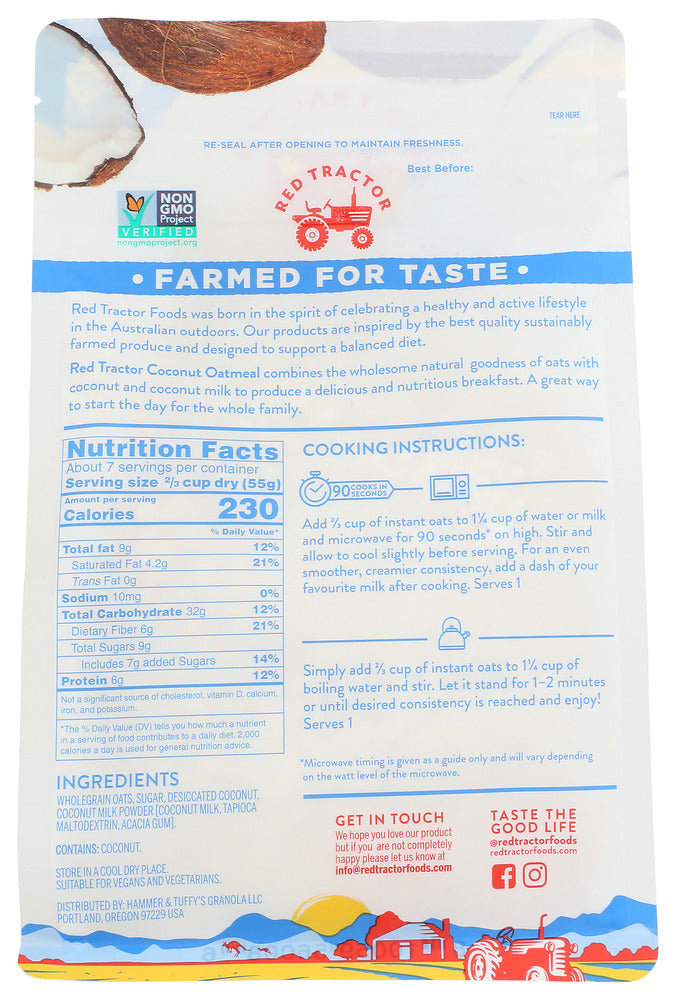 Red Tractor: Oats Instant Creamy Coconut, 14 Oz