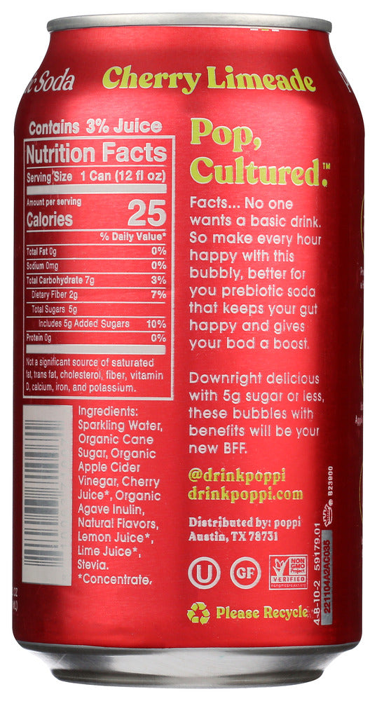 Poppi: Cherry Limeade Probiotic Soda, 12 Fo