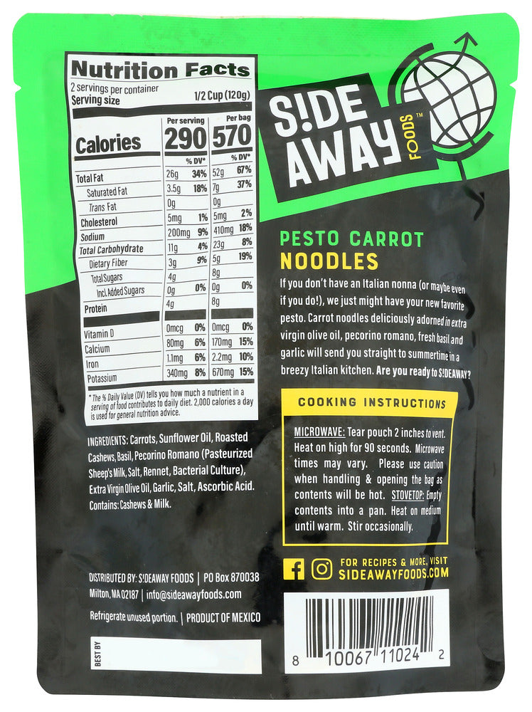 Sideaway Foods: Pesto Carrot Noodles, 8.5 Oz